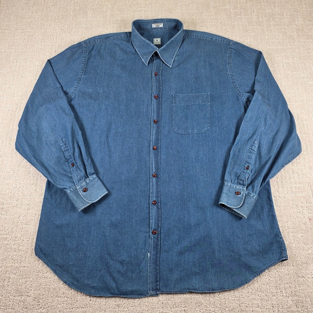 Peter Millar Mens XXL Denim Chambray Button Down Shirt Blue Long Sleeve *Flaw